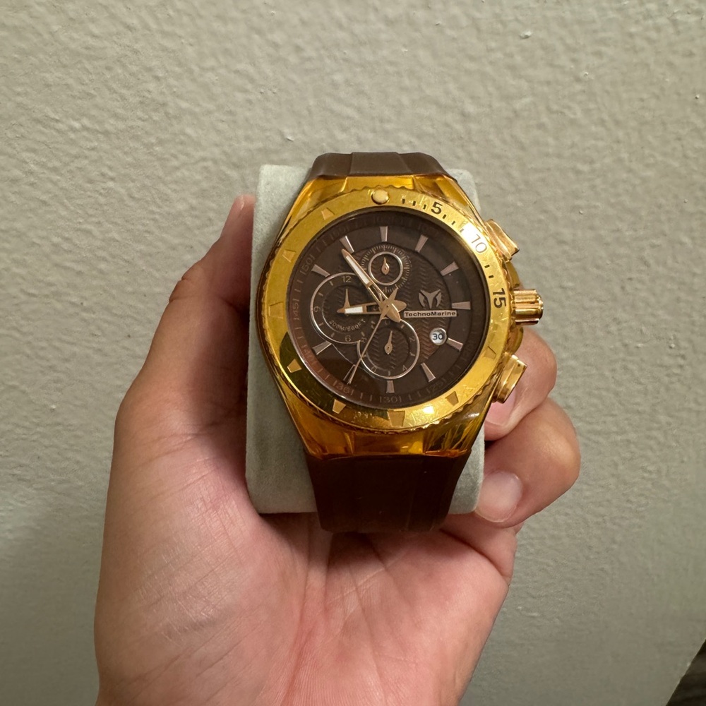 Technomarine Gold and Brown Chronograph Watch